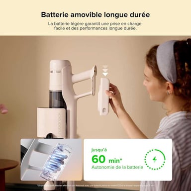Roborock H60 Hub Aspirateur balai Batterie Sec HEPA Sans sac Noir, Blanc