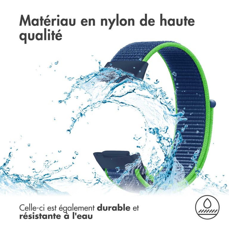 imoshion Bracelet en nylon pour Fitbit Charge 5 - Taille S - Blue & Green - Neuf