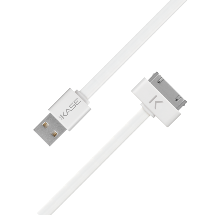 Cable plat 30 broches vers USB (1m) pour Apple, Blanc Lumineux