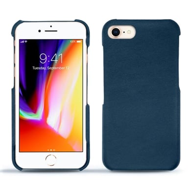 Coque cuir Apple iPhone 8 -  - Blu mediterran ( Pantone #0E3043 ) - Cuir lisse premium