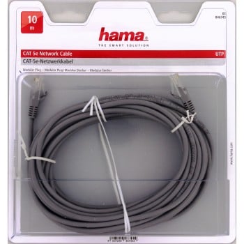 Hama CAT5e Patch Cable UTP, 10 m, Grey câble de réseau Gris