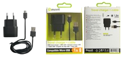 Spring Pack Chargeur Secteur Usb+Cable 1A Usb/Micro-Usb 1M Noir