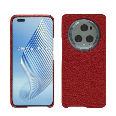 Coque cuir Honor Magic5 Pro -  - Rouge - Cuir grainé