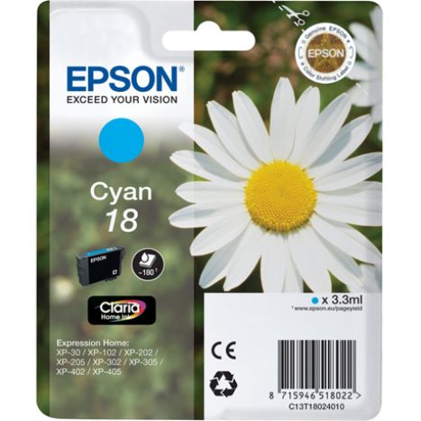 Cartouche d'origine Epson 18 cyan C13T18024010 [Ml 3.3][Pag 180] Neuf