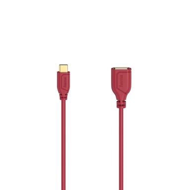 Câble USB-C-OTG Flexi-Slim, USB 2.0, 480Mbit/s, rouge, 0, 15m