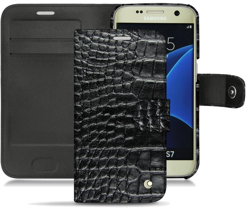 Housse cuir Samsung Galaxy S7 - Rabat horizontal portefeuilleNoir