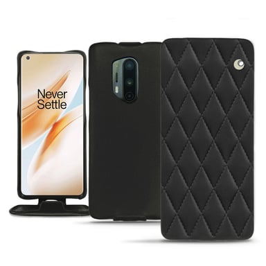 Housse cuir OnePlus 8 Pro -  - Noir - Cuir lisse couture