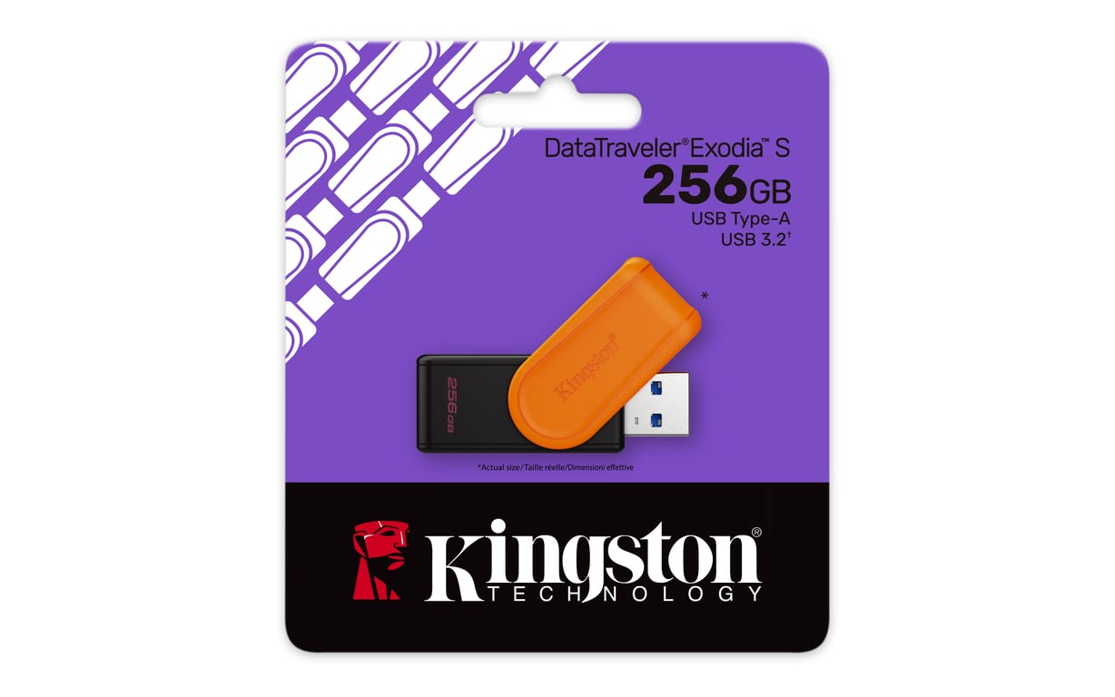 Kingston Technology DataTraveler 256GB Portable USB 3.2 Gen 1 Exodia S (Noir/Orange) - Neuf