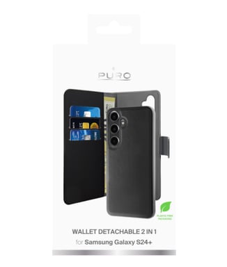 PURO PUSGS24PBOOKC3BLK Custodia protettiva per telefoni cellulari 17 cm (6,7'') Custodia con portafoglio Nero Samsung Galaxy S24+ - Nero