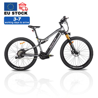Bicicleta eléctrica de montaña Hedatx T19-gris de 29 pulgadas, motor de 1000W, batería de 48V 19,2Ah, frenos hidráulicos Shimano y modo PAS/E de alta velocidad.