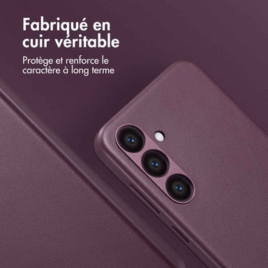 Accezz Coque arrière en cuir avec MagSafe pour Samsung Galaxy S24 Plus - Heath Purple