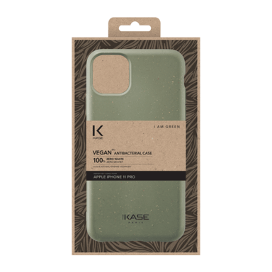 Guscio organico vegano antibatterico 100% a zero rifiuti per Apple iPhone 11 Pro, verde basilico
