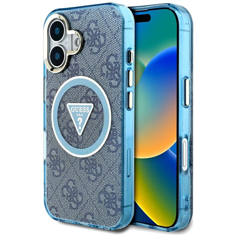 Coque Guess IML Metal Glitter 4G Circle Triangle MagSafe pour iPhone 16 - vue 3