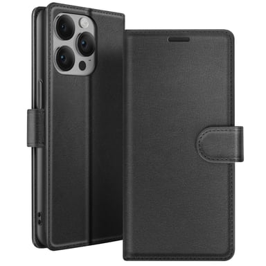 Zanaé Funda tipo cartera para iPhone 14 Pro con soporte y lengüeta magnética Negro