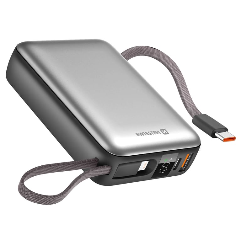 Batterie Externe 20000mAh avec Câbles USB C et Lightning Compacte Neuf