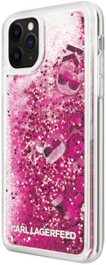 Custodia Karl Lagerfeld Bling Bling con charms fluttuanti per Apple iPhone 11 Pro Max, rosa
