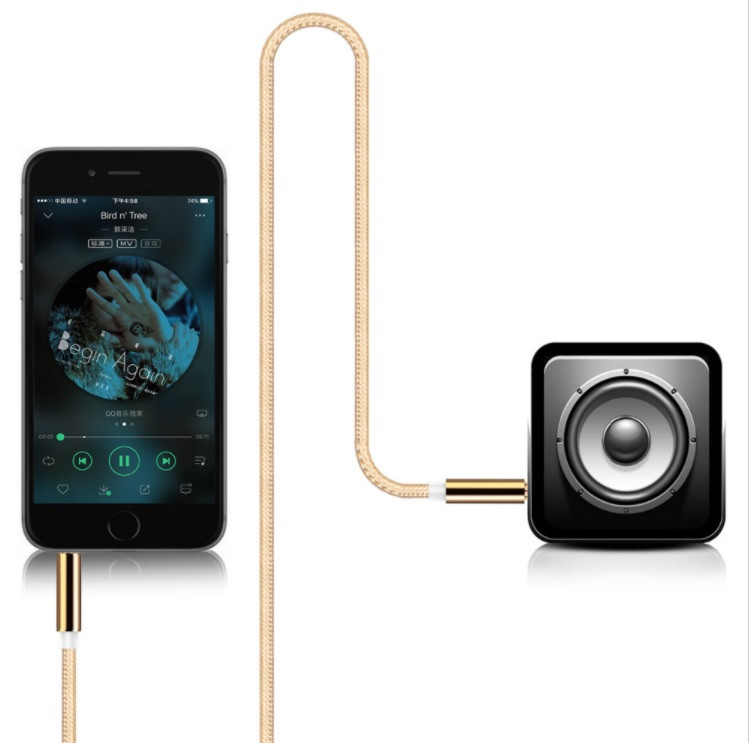 Cable Jack/Jack Metal pour Smartphone Voiture Musique Audio Double
