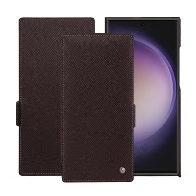 Housse cuir Samsung Galaxy S24 Ultra -  - Marron envoûtant ( Pantone #4e3629 ) - Cuir saffiano