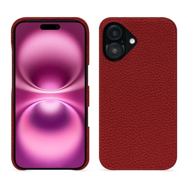 Coque cuir Apple iPhone 16 Plus -  - Rouge - Cuir grainé