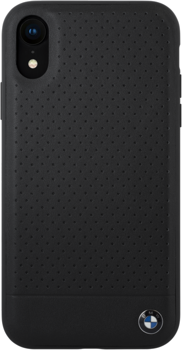 BMW Coque en cuir véritable perforé pour Apple iPhone XR, Noir