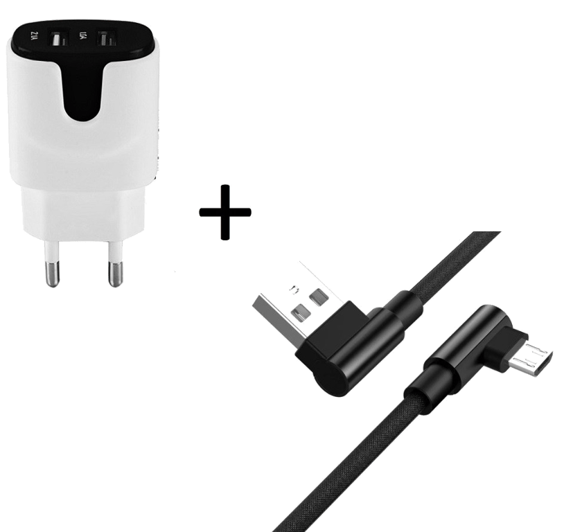 Pack pour Manette Playstation 4 PS4 Smartphone Micro USB (Cable 90 degres Fast Charge + Double Prise