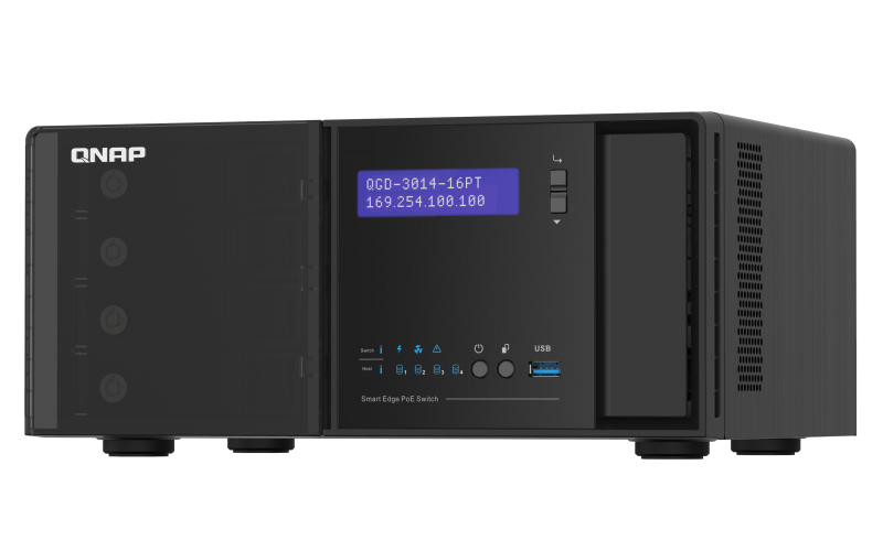 QNAP QGD 3014 16PT Commutateur intelligent 16 x 101001000 PoE+ + 2 x SFP Gigabit combiné de bureau PoE+ - vue 4