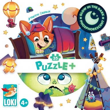 Iello Puzzle Loki et le Monstre sous le Lit 35 pièces phosphorescent multicolore poster inclus - vue 1