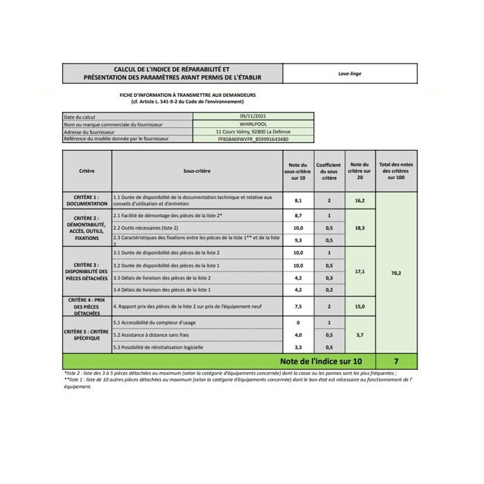 WHIRLPOOL FFBS8469WVFR - vue 7