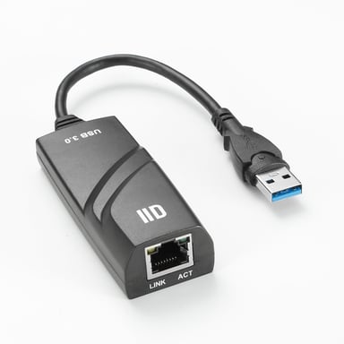 Adaptador USB3.0 macho a RJ45 hembra, negro - 1Gbps compatible Plug&Play