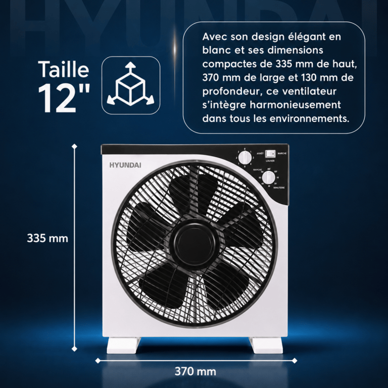 Hyundai Hybf30b Ventilateur Box Fan Minuteur 2 H 3 Vitesses Neuf - vue 3