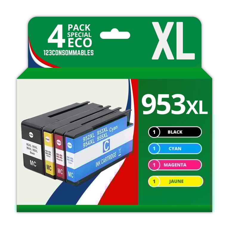 123CONSOMMABLES 953XL Pack de 4 Cartouches d'encre compatibles avec HP Officejet Pro 8715 8710 HP Officejet Pro 7720 7740 8730 8720 8725 8210 Neuf - vue 2