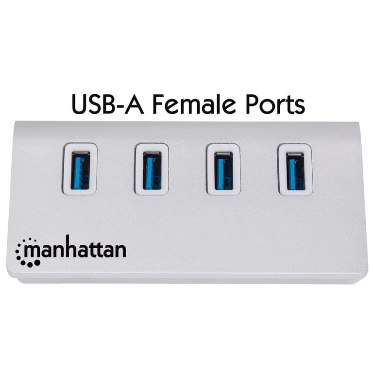 Manhattan 163767 hub di interfaccia USB 3.2 Gen 1 (3.1 Gen 1) Type-A 5000 Mbit/s Alluminio, Bianco