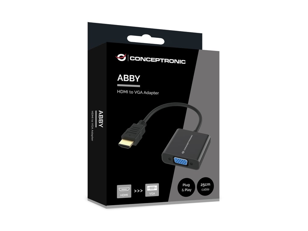 Conceptronic ABBY20B câble vidéo et adaptateur 0 25 HDMI Type A Standard VGA D Sub Neuf - vue 3