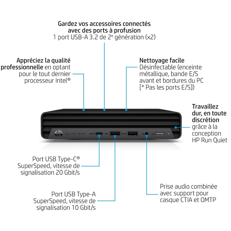 HP Elite Mini 800 G9 i5 13500 W11P - vue 7