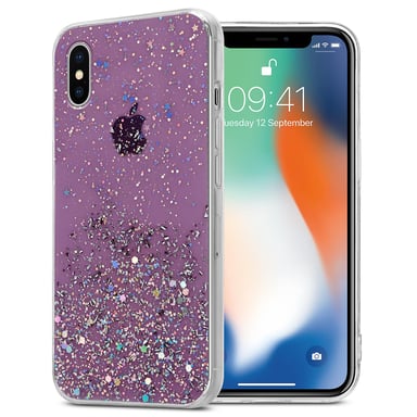 Coque pour Apple iPhone X / XS en Violet avec Paillettes Housse de protection Étui en silicone TPU flexible avec paillettes scintillantes