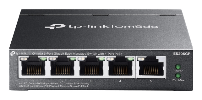 TP-Link Omada ES205G Gestionado Gigabit Ethernet (10/100/1000) Energía sobre Ethernet (PoE) Negro