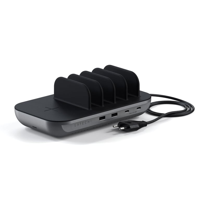 Satechi ST-WCS5PM-EU cargador de dispositivo móvil Auriculares, Smartphone, Tableta Negro, Gris Corriente alterna Cargador inalámbrico Carga rápida In - Nuevo