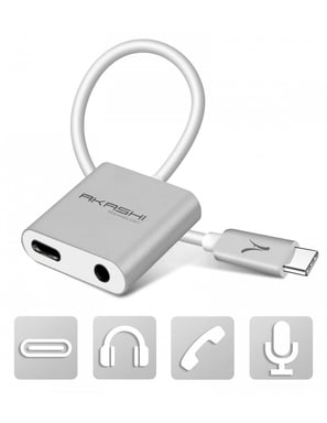 Altadif ALTADPTAUDIOTYPC changeur de genre de câble 3.5 mm, USB-C USB-C Blanc