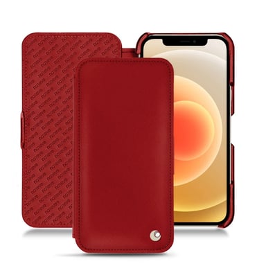 Housse cuir Apple iPhone 12 mini - Rabat horizontal - Rouge - Cuir lisse
