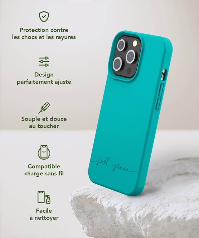 Coque iPhone 13 Pro Natura Blue Lagoon - Eco-conçue Just Green