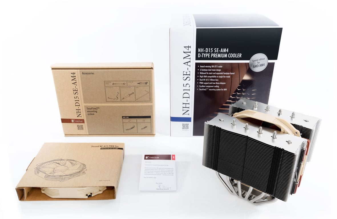 Noctua NH-D15 SE-AM4 système de refroidissement d'ordinateur Processeur Refroidisseur Beige, Marron, Acier inoxydable - Neuf