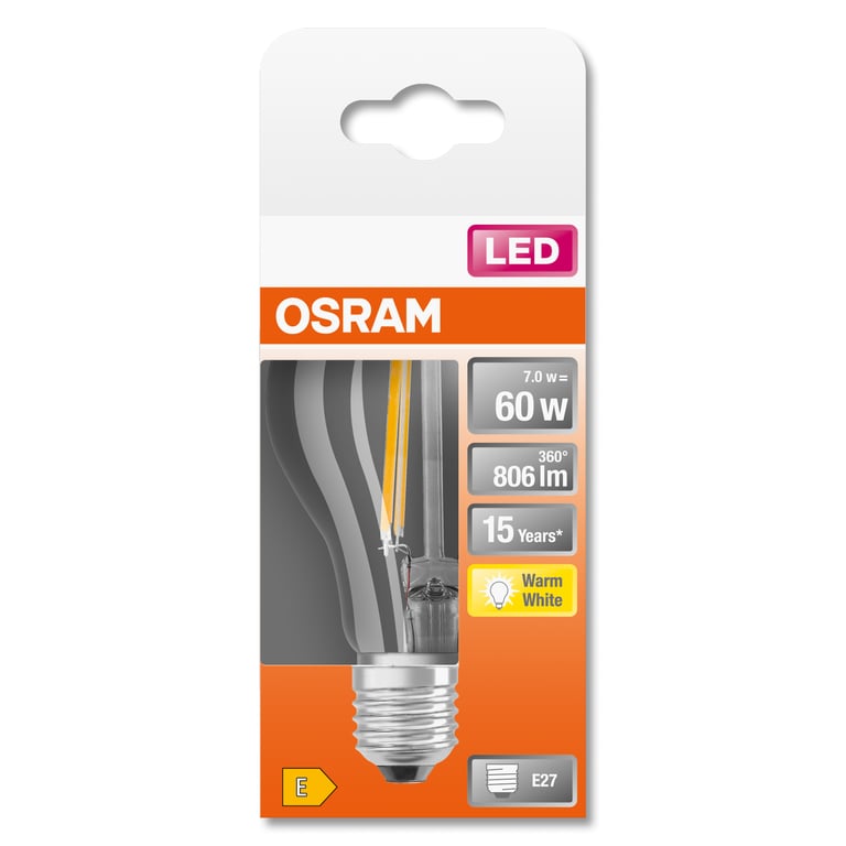 Ampoule led standard claire filament 7w60 e27 chaud - vue 5