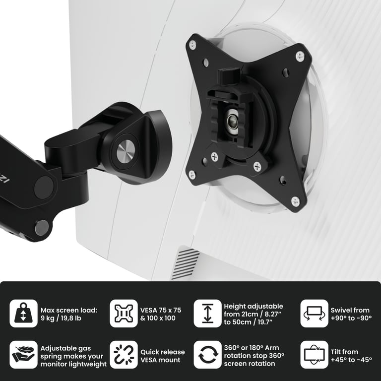Alzare Neo Duo – support double écran avec bras à gaz