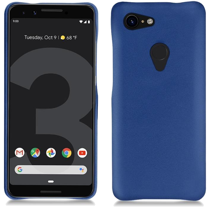 Coque cuir Google Pixel 3 - Coque arrièreBleu