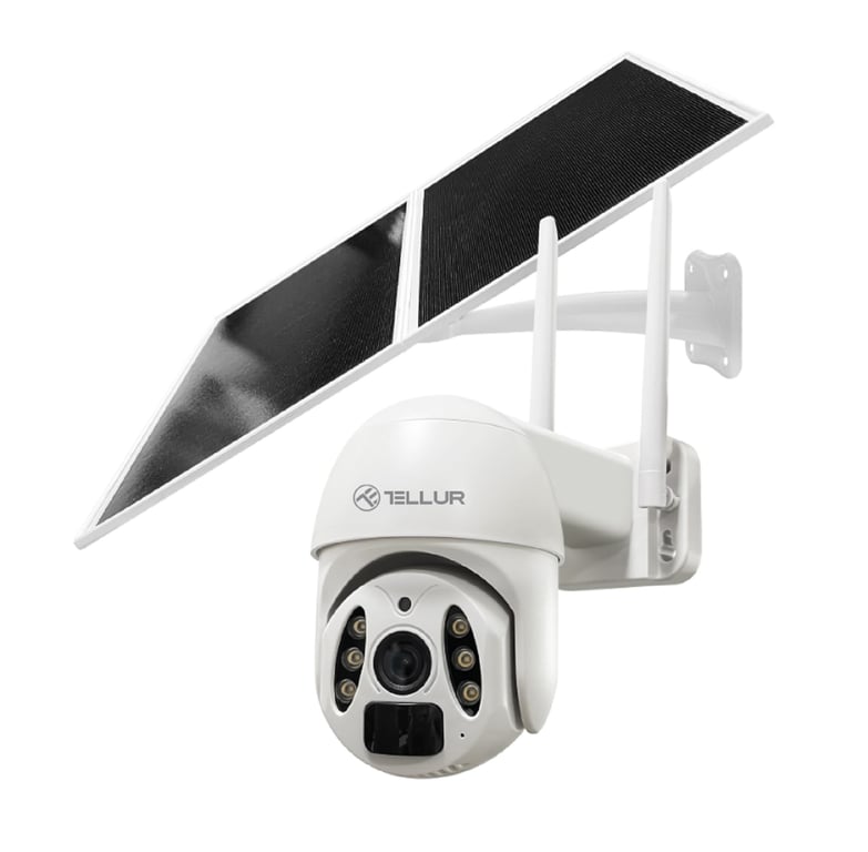 Caméra solaire WiFi intelligente Tellur P&T 3MP 2K UltraHD PIR panneau solaire Neuf
