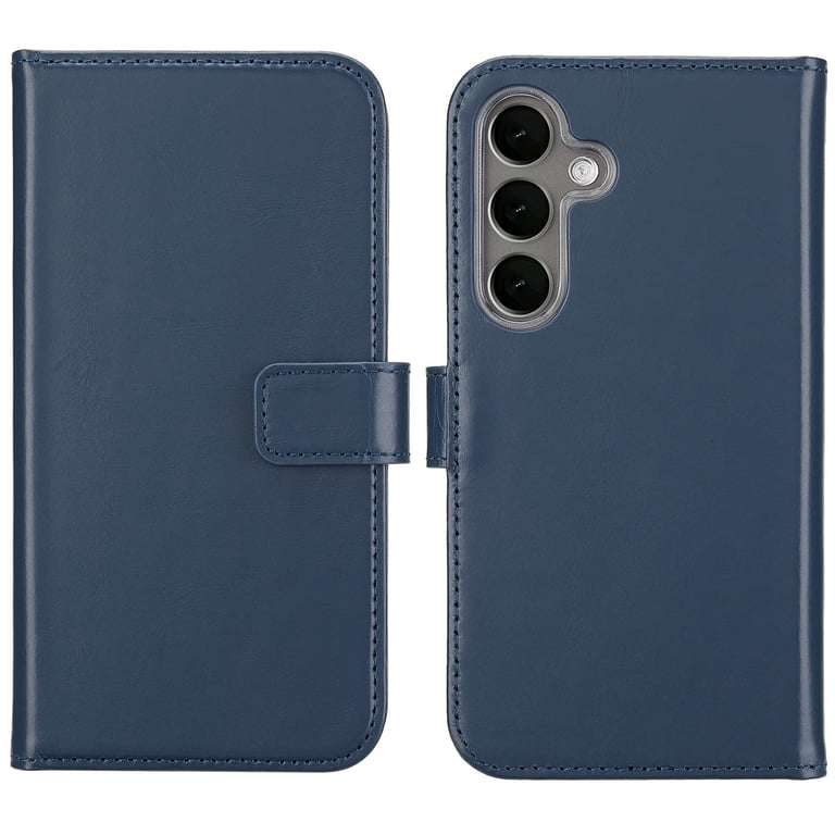 Selencia Étui portefeuille en cuir véritable pour Samsung Galaxy S25 - Bleu - Neuf