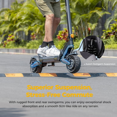 Ausom Trottinette Électrique, Batterie de 15,6Ah, Moteur Double, Pneus Tout-Terrain de 10''x3'', Freins E-ABS + Disques, Recharge Rapide, Suspension à Bras Oscillant, Autonomie de 70 km, Écran LCD de 4,5''