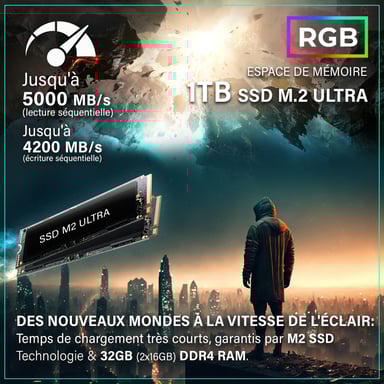 MK2 - PC Gamer - AMD Ryzen 7 5700X - Nvidia Geforce RTX 5060 - Rapide Bureau PC Gaming - 4K & Raytracing avec 4,6 GHz - 32 GO RAM DDR4 - 1 TO SSD - Ordinateur avec WiFi + Windows 11 Pro