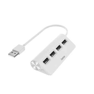 Hub USB, 4 ports, USB 2.0, 480 Mbit/s, blanc
