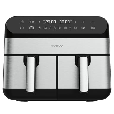 Cecotec Advance 9000 Double 9 L Autonome 2800 W Friteuse d'air chaud Noir, Acier inoxydable